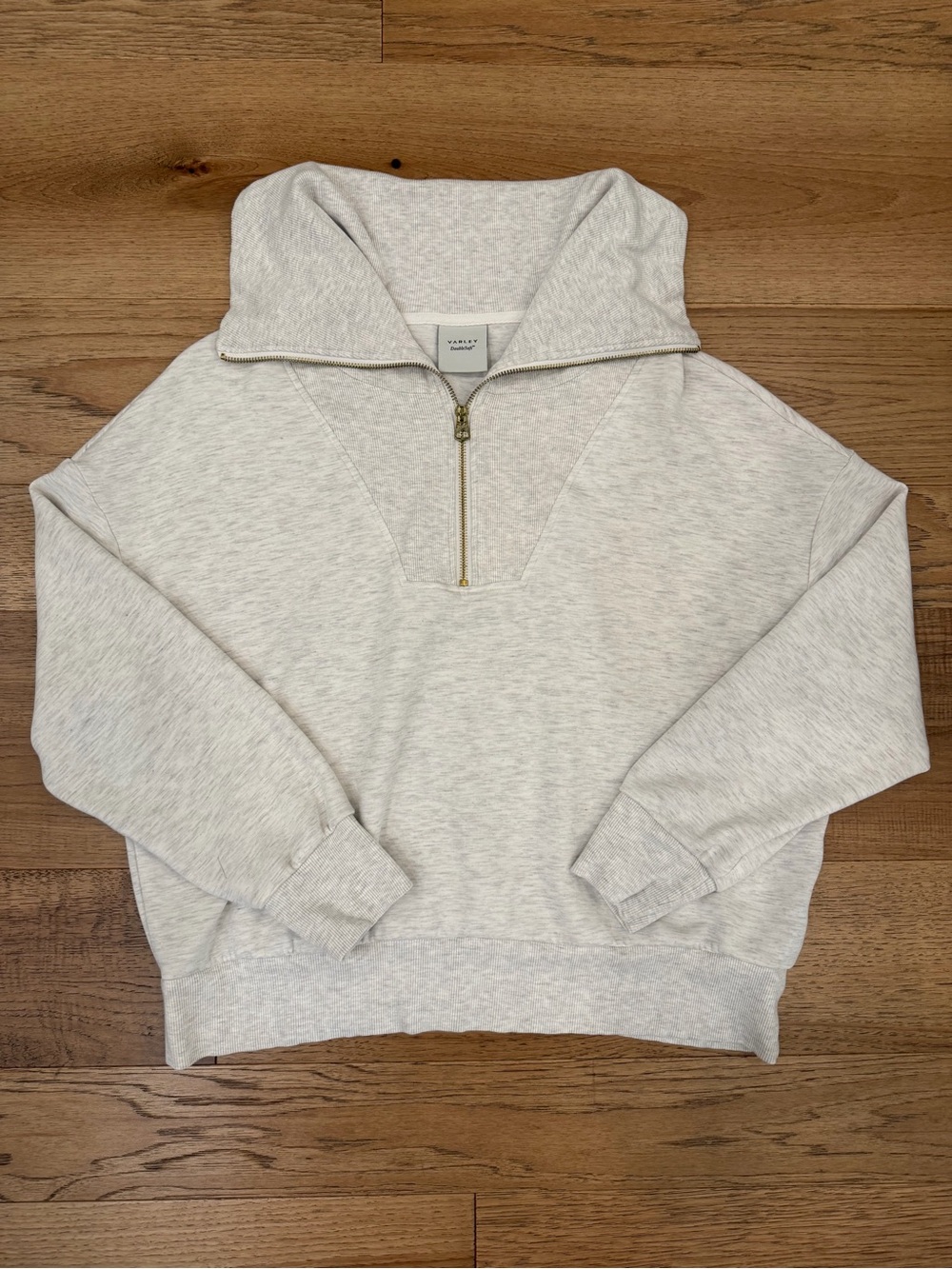 Varley Catherine Half Zip Sweat Ivory Marl DoubleSoft M